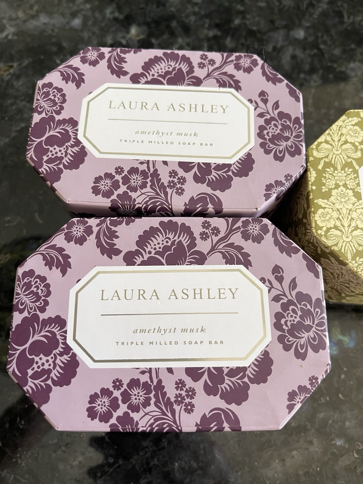 Laura Ashley Triple Milled Soap Bar Trio 2-Amethyst Musk 1-Vintage Taffeta 8.8oz