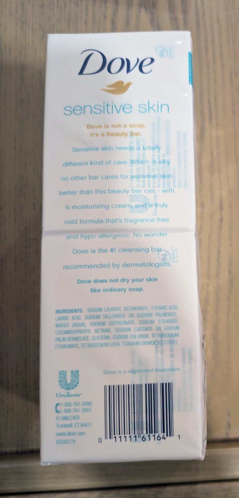 Dove Sensitive Skin Beauty Bar Soap Unscented Fragrance Free 6 Pack 4 oz Sealed