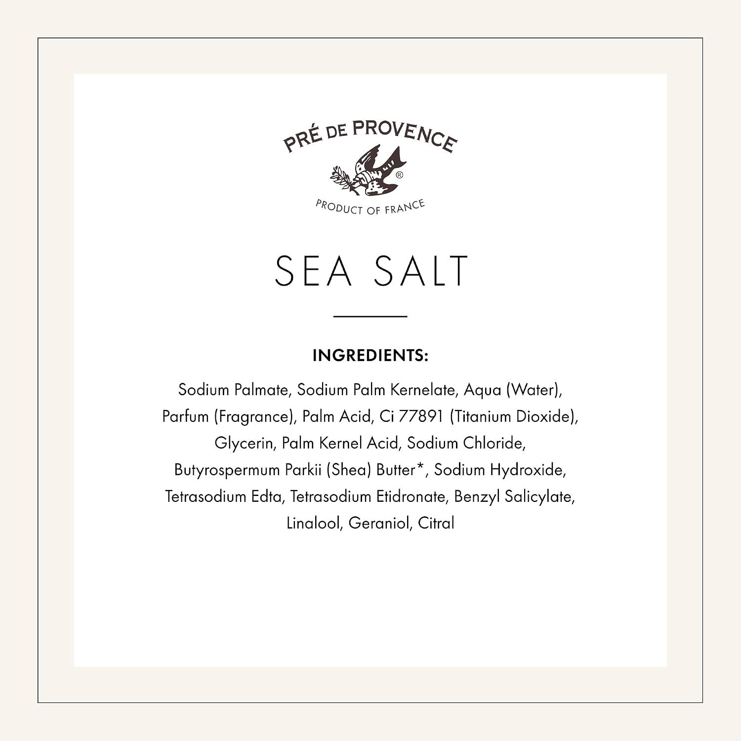 Natural French Soap Bar Enriched with Shea Butter, Luxe Sea Salt, 5.3 Ounces