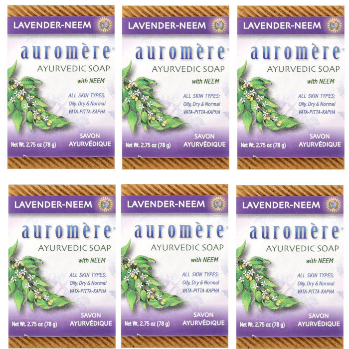 Auromere Ayurvedic Soap with Neem Lavender-Neem 2.75 oz (Pack of 6)