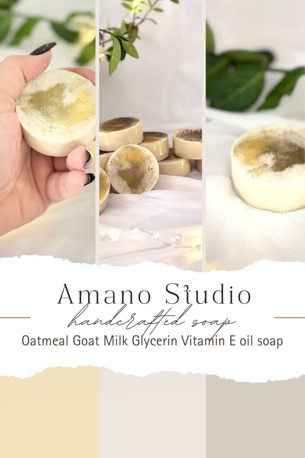 Handmade Soap Bar Net W. 1.60 Oz Oatmeal Goat Milk Vitamine E oil Unscented Gift