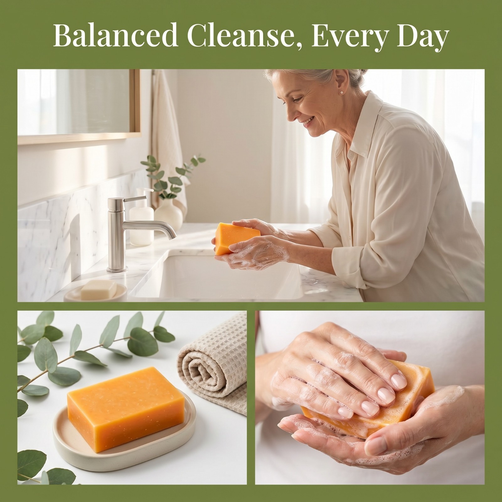 Kaori Persimmon Soap Bar Natural Odor Care for Mature Skin Daily Cleansing