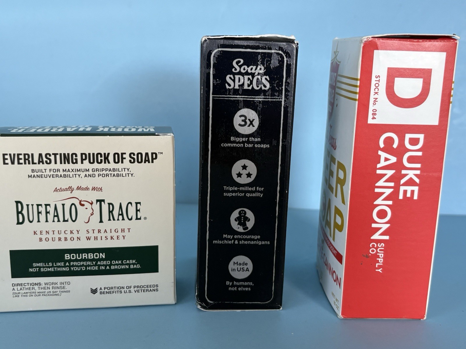 Duke Cannon Soap 3 Bar Lot Buffalo Trace Lone Star Beer Lump Of Coal NEW In box
