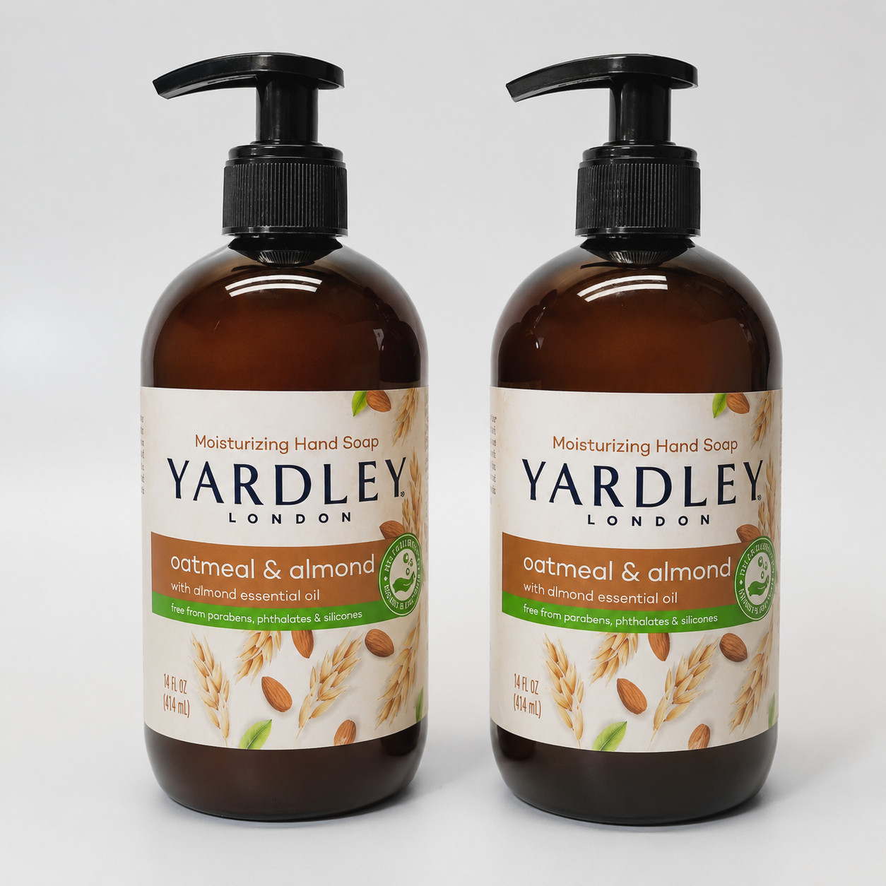 Lot of 2 Yardley Oatmeal Almond Moisturizing Liquid Hand Soap 14 Fl Oz Each