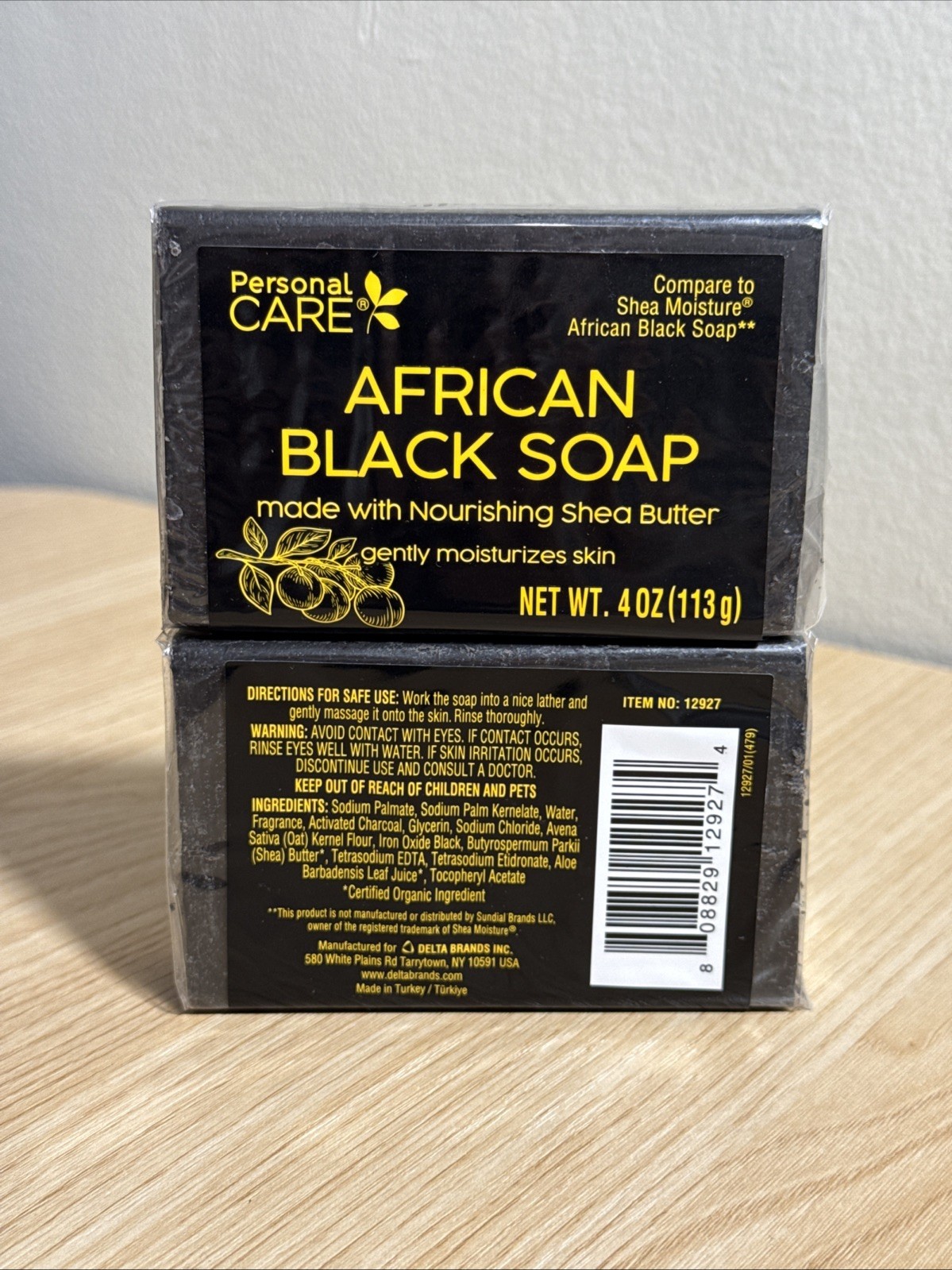 5 PACK Personal Care African Black Soap with Shea Butter, Pack of 5, 4oz