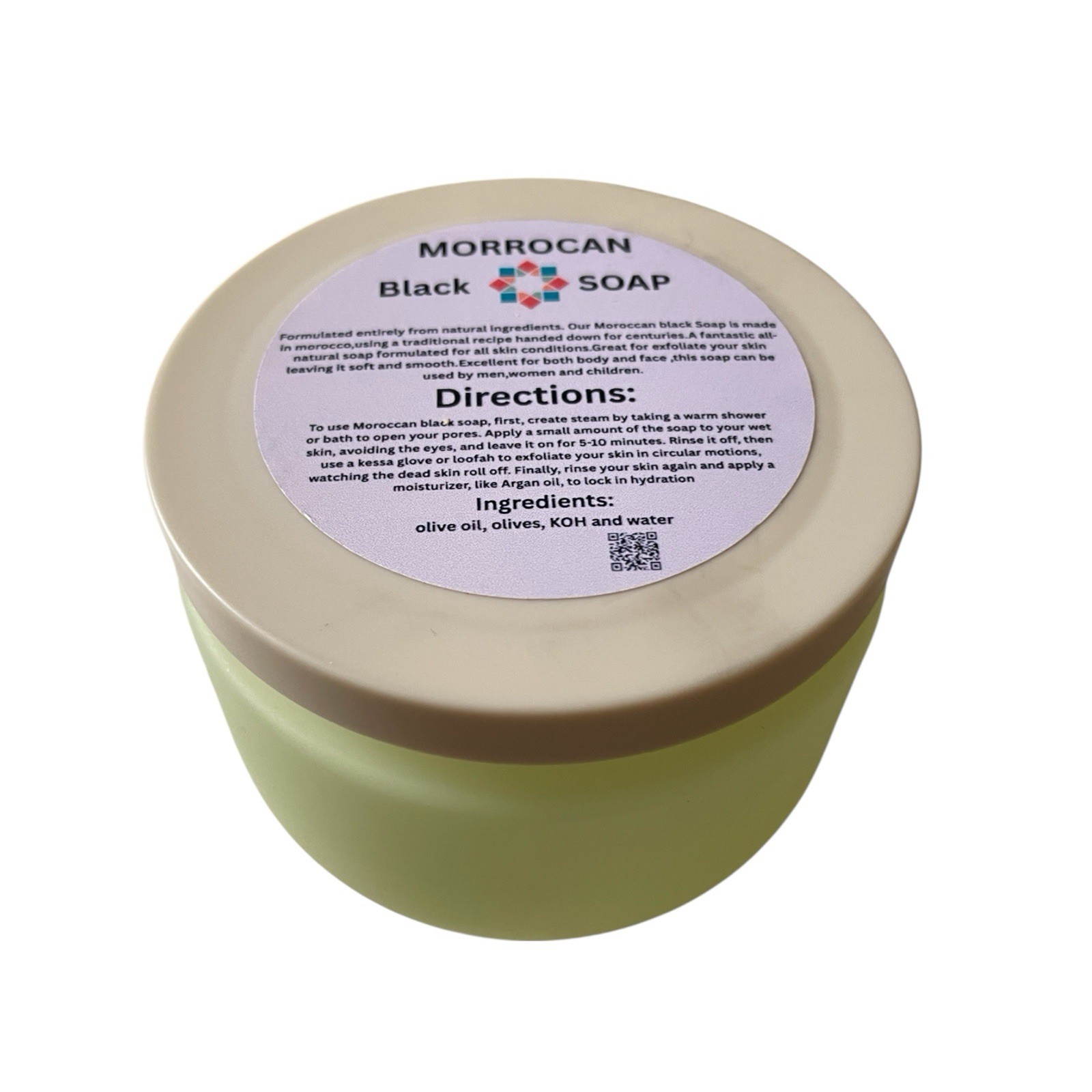 Natural Moroccan Black Soap With Lavender 300g .
