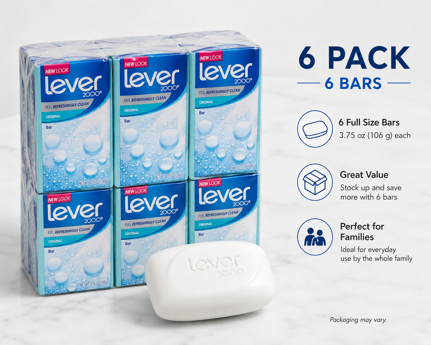 Lever 2000 Original Bar Soap 3.75 oz Face & Body Soap Original Scent