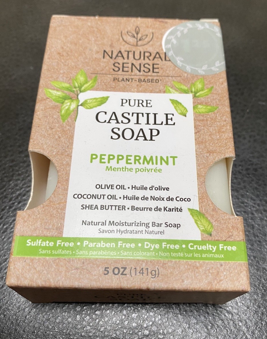 Natural Sense Pure Castile Peppermint Bar Soap 5 Oz Plant Based Paraben Free