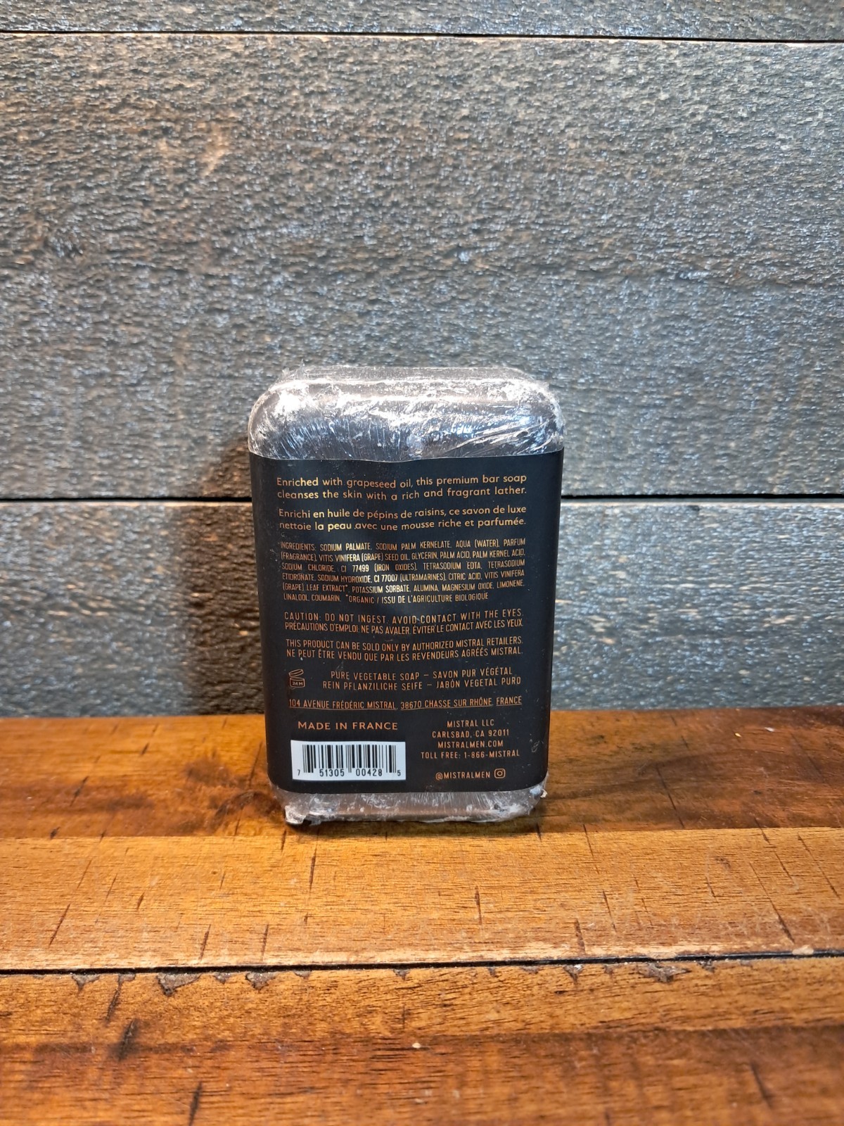 Mistral Luxury Bar Soap Black Amber 8.8oz Made in France