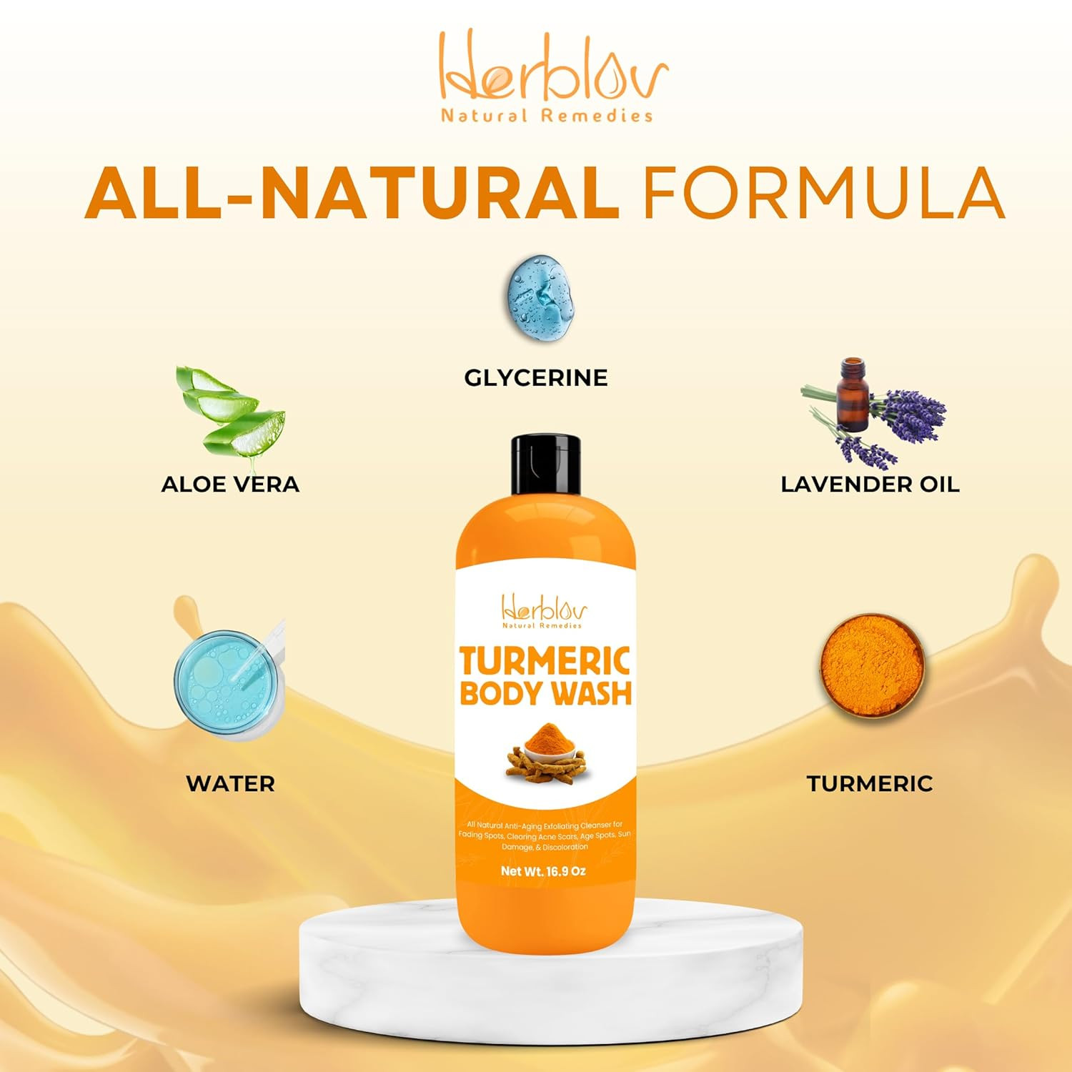 Turmeric Body Wash – Brightening & Exfoliating Soap for Even Skin Tone