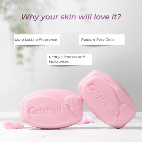 Dabur Gulabari Rose Soap 150g x 4 | Moisturizing Glow Soap with Glycerine