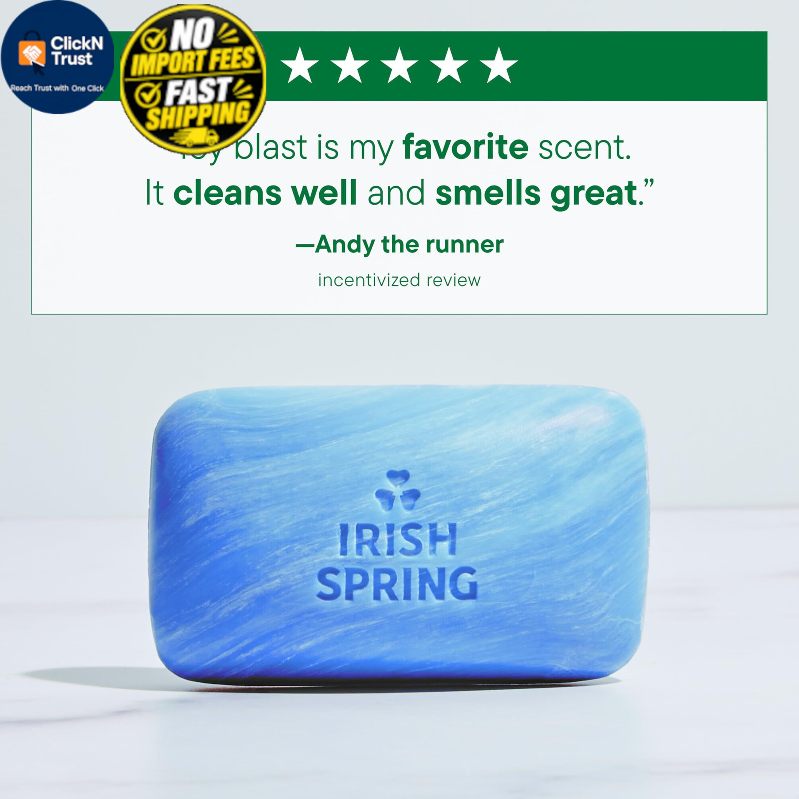 Irish Spring Icy Blast Bar Soap for Men, Mens 3.7 Ounce (Pack of 24), Green