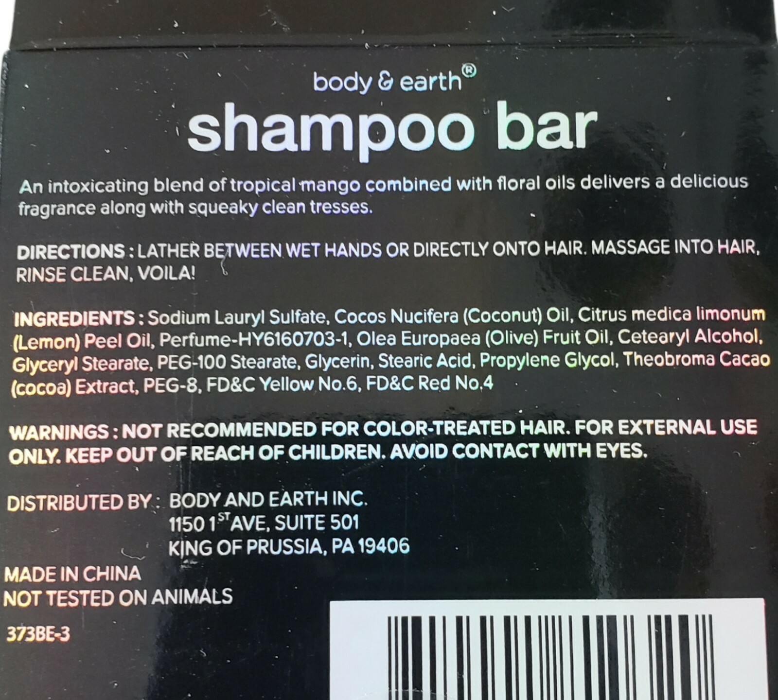 Body & Earth Shampoo Bar (Fresh Mango & Argan Oil) 2-Bar Set