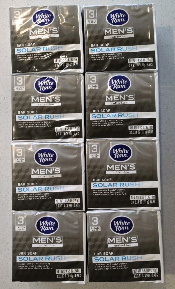 24 Bars White Rain Men’s Collection Solar Rush Bar Soap * 8 3-packs * 3.17oz NEW