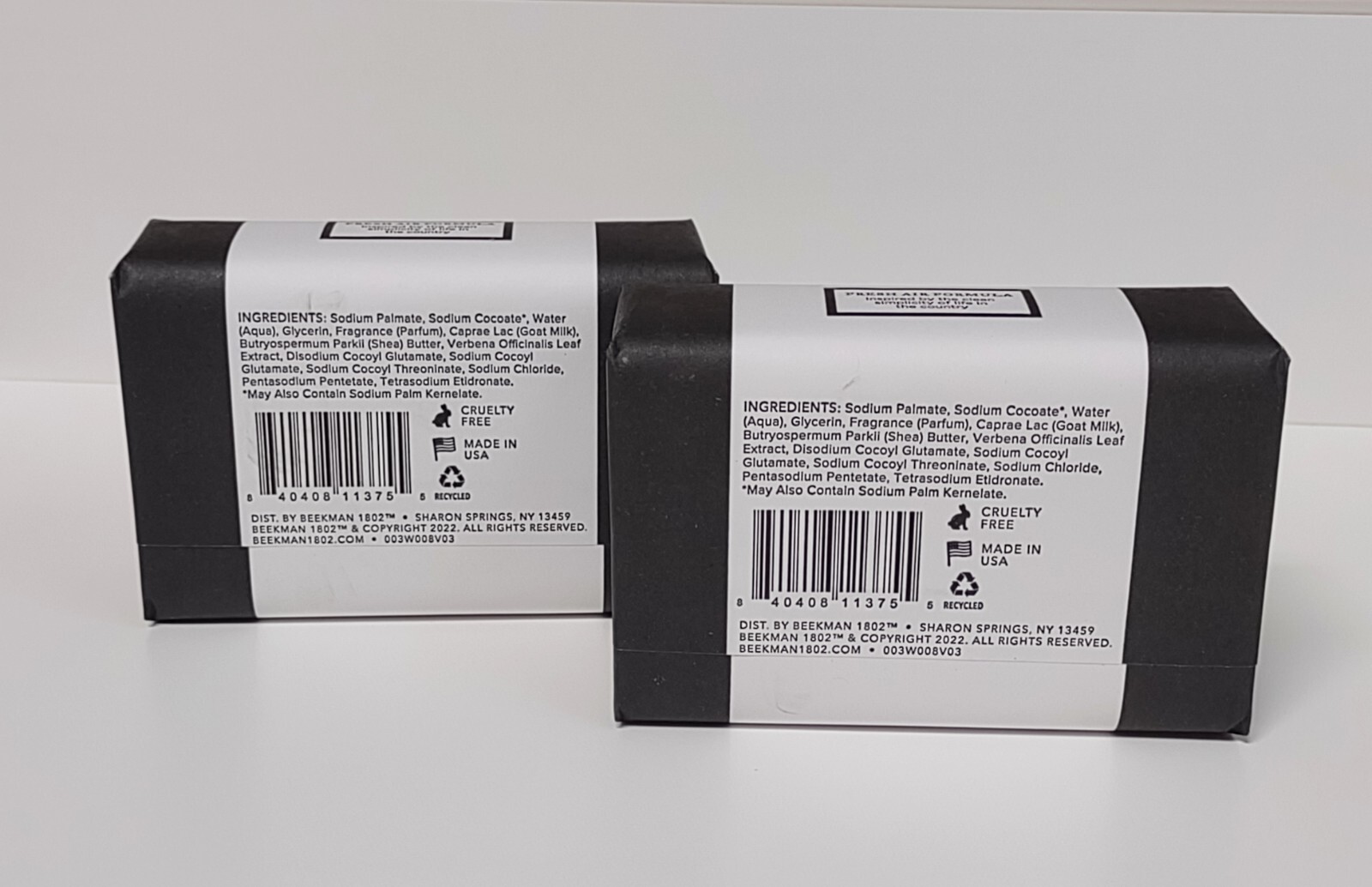 (2) Beekman 1802 Goat Milk Bar Soap FRESH AIR Jumbo Size 9 ounces each