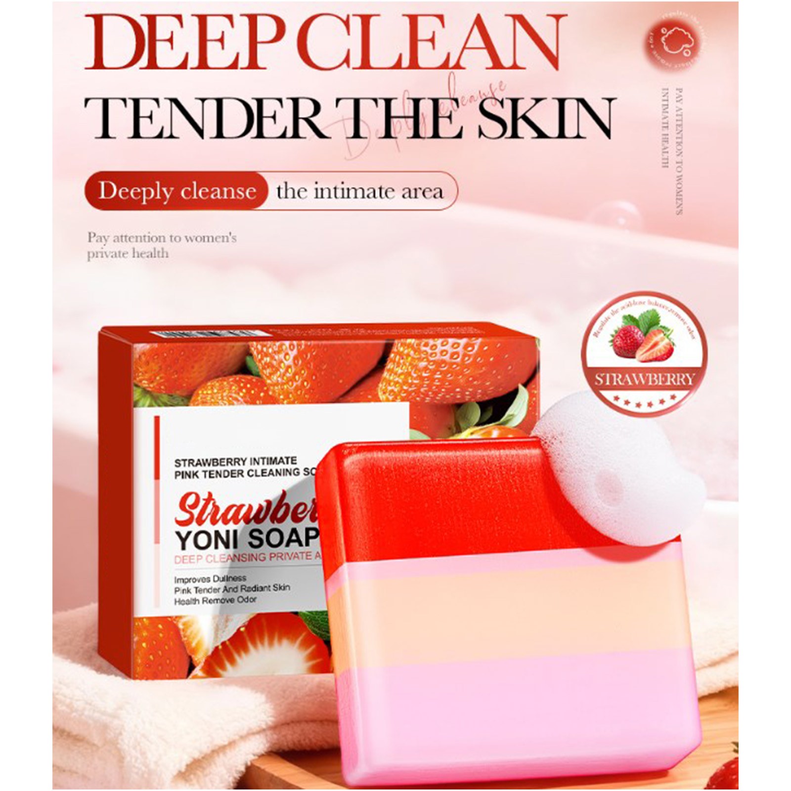 Women Strawberry Scent Soap Improve The Dull Skin 100g Moisturize Soften Skin