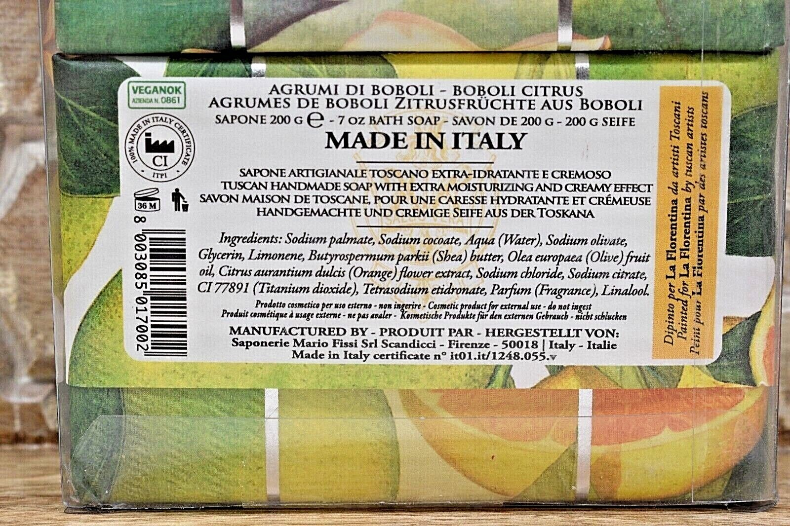 LA FLORENTINA Set of 2 Hand Soap Bars Fresh Magnolia & Boboli Citrus