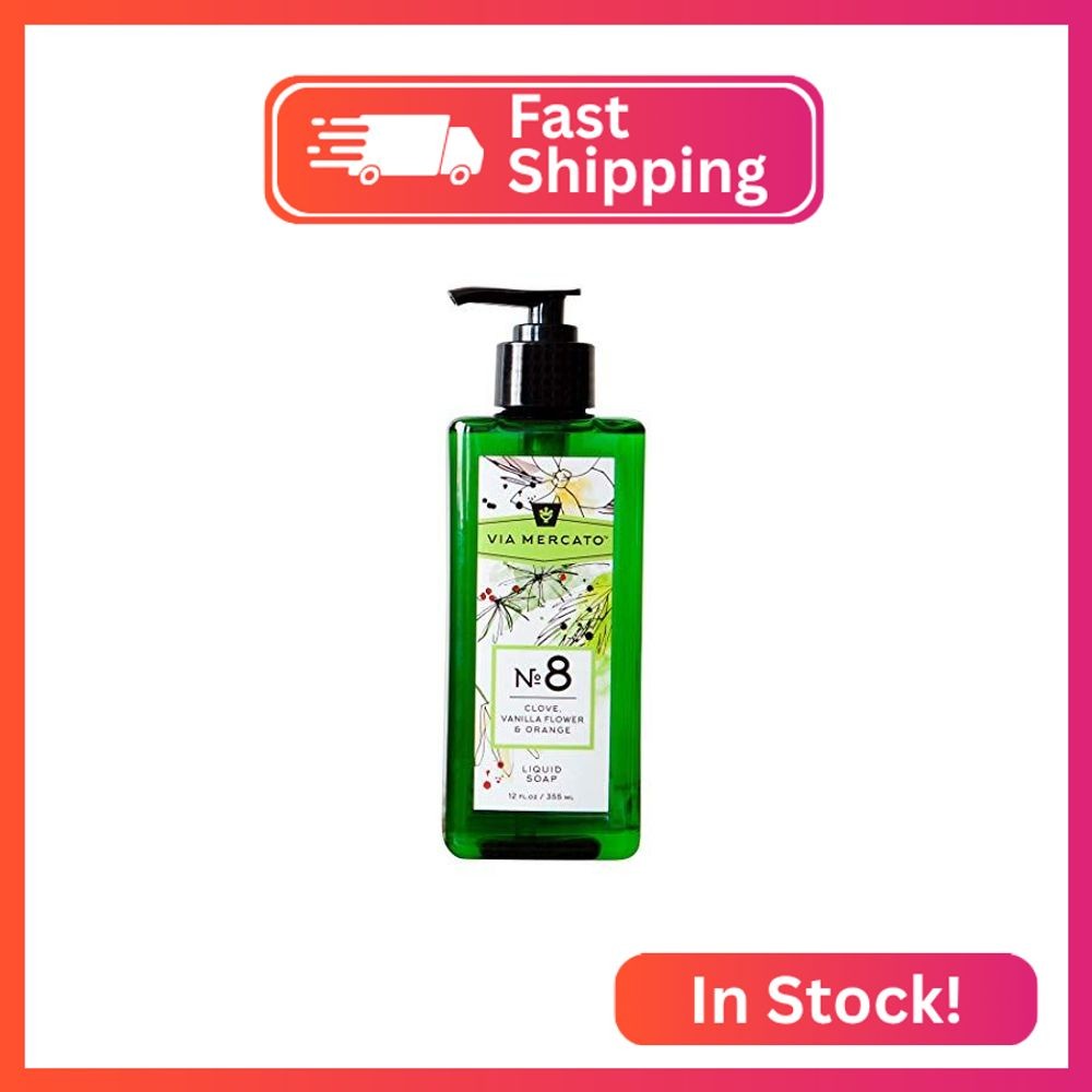 Via Mercato Liquid Soap, Shea Butter Enriched (12 oz), No. 8 – Clove, Vanilla Fl