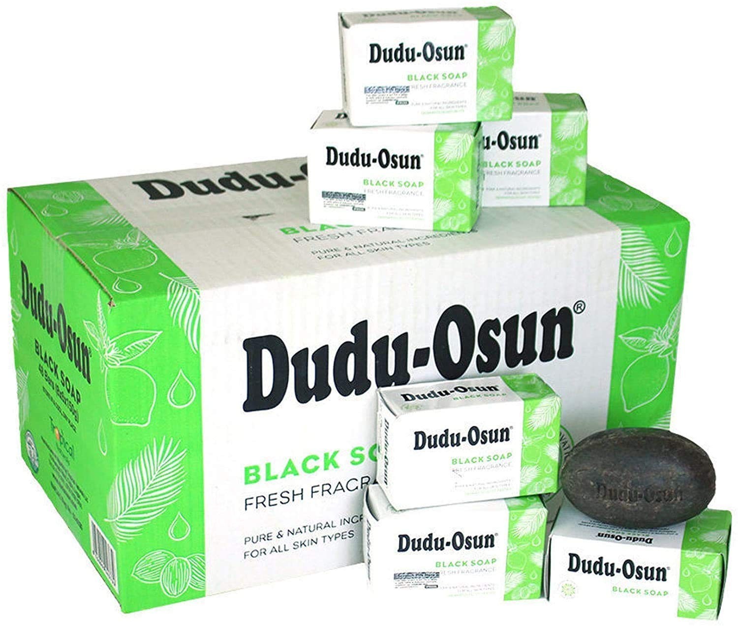 Authentic African Black Soap Bar 5.3 oz – 24 Count Bulk Pack, Shea Butter & Hone