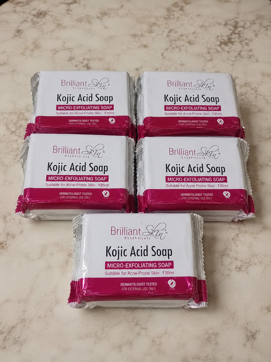 5 PCS Brilliant Kojic Soap – Whitening, Acne Treatment & Dark Spot Remover