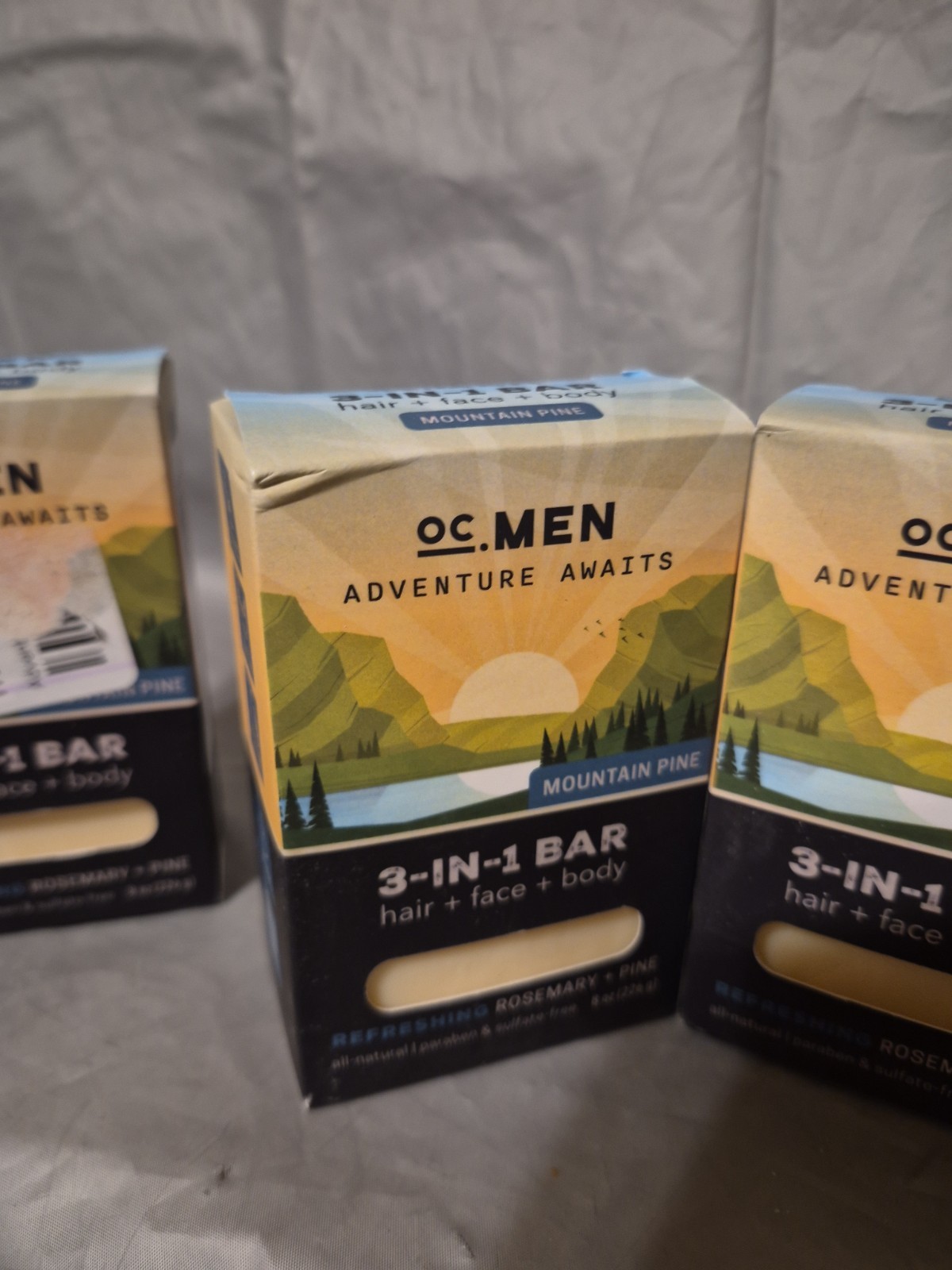 OC Mens Adventure Awaits 3-In-1 Hair Face Body 5 Bars Mountain Pine 8 Oz NIB BD