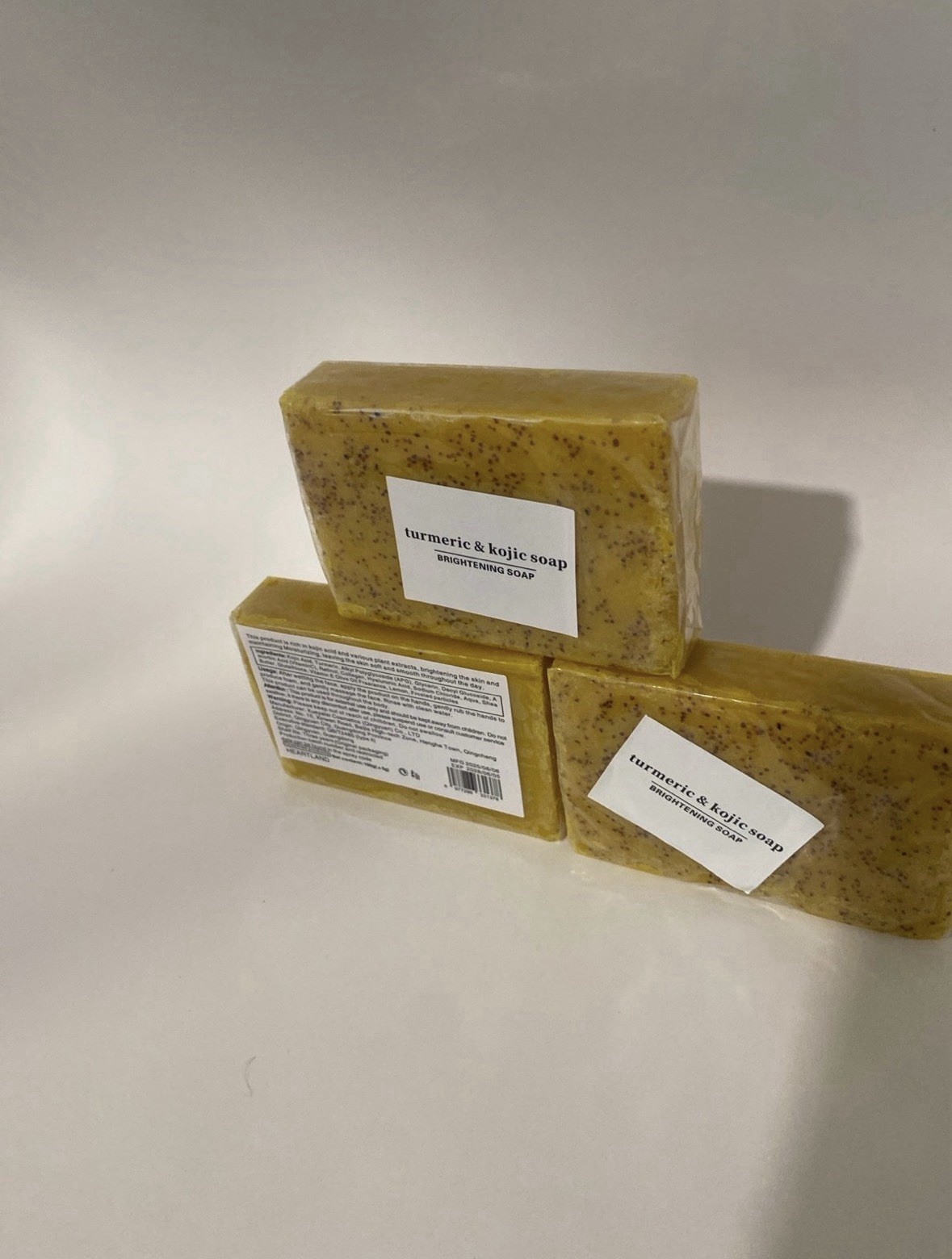 Turmeric & Kojic Acid Brightening Soap Bar Multipack 3 Bars Yellow Speckled