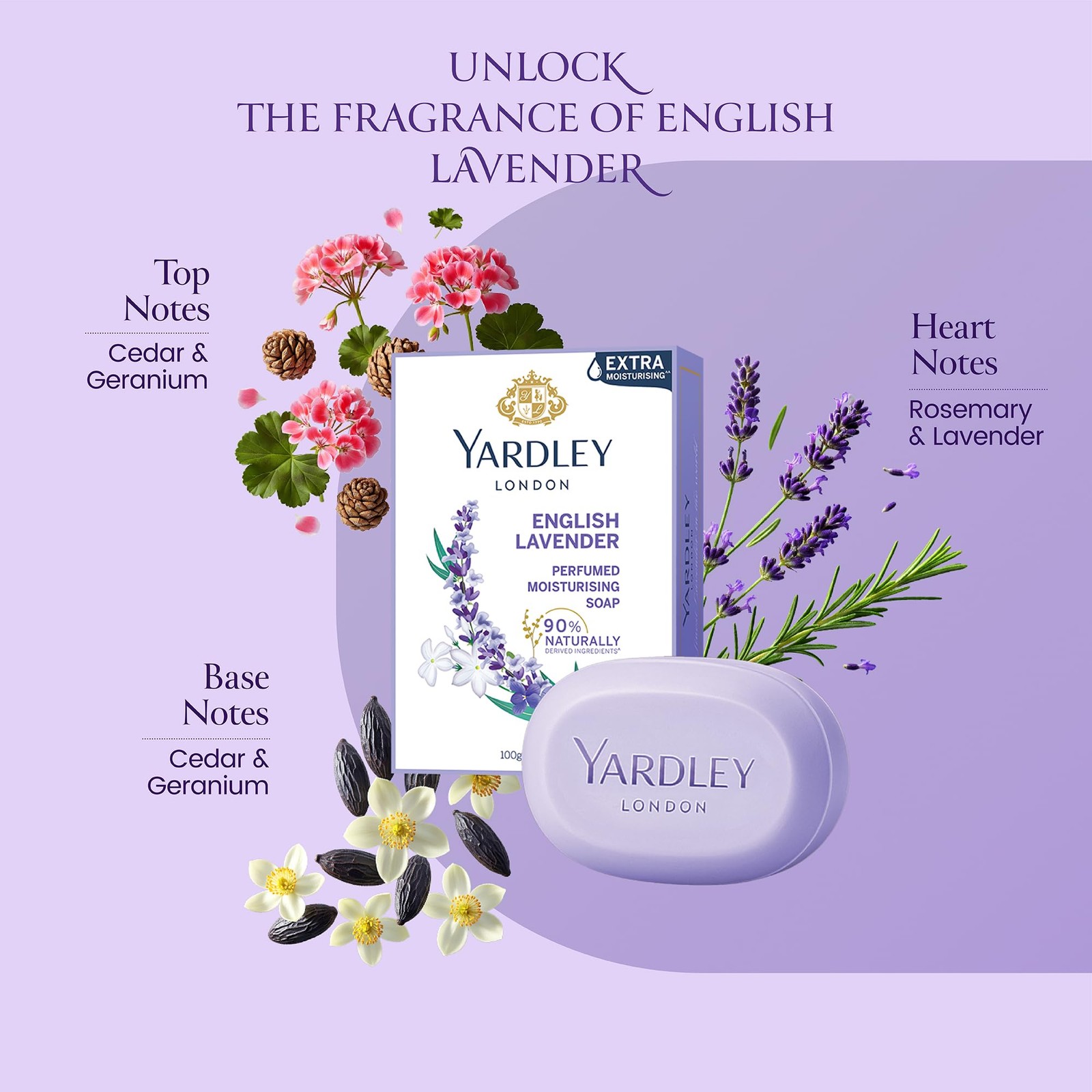 Yardley English Lavender Luxury Soap – 3 x 100 g 10.58 Ounce (Pack of 1)
