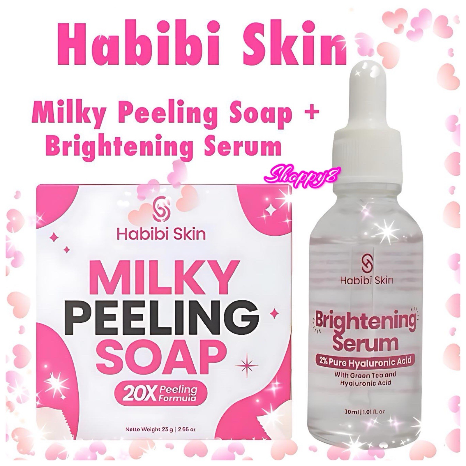 Habibi Brightening Serum + Milky Peeling Soap (50g -4bars)