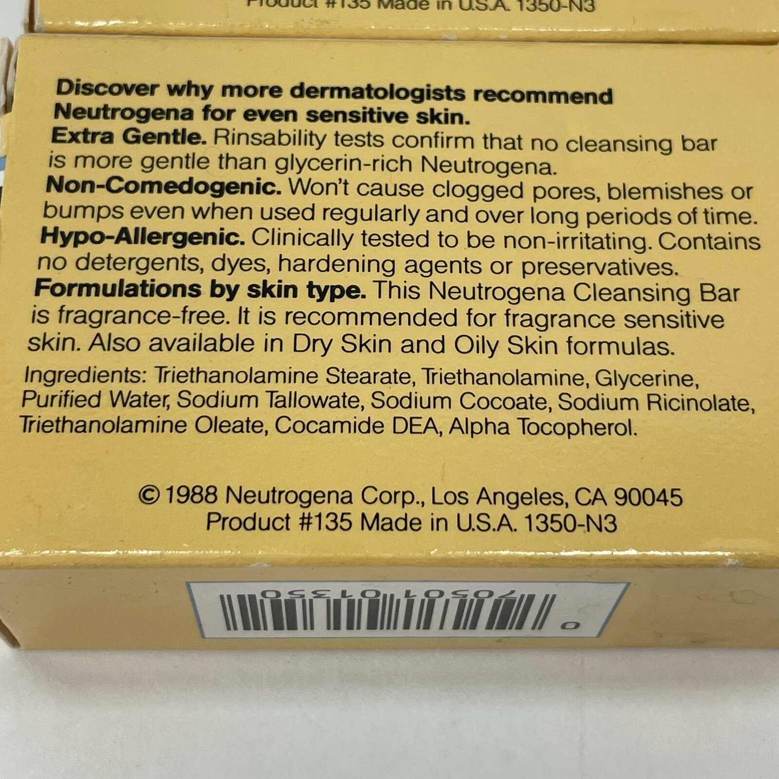 Neutrogena Soap NEW Transparent Facial Bars Original Frag Free 1988 Yellow Box