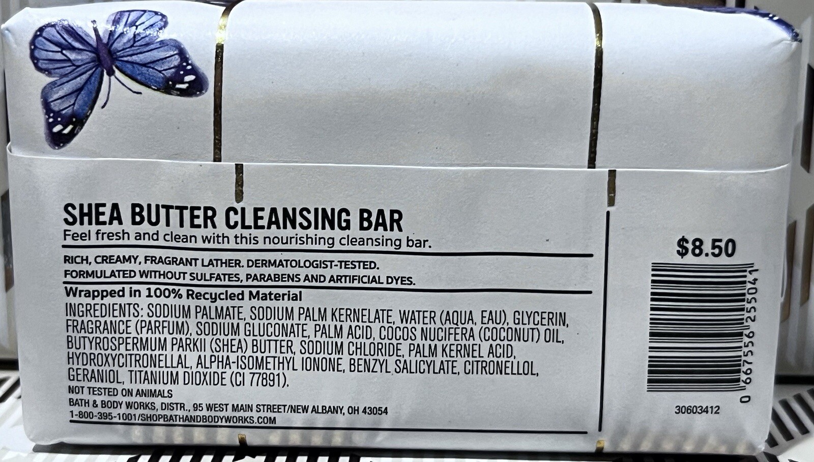 X1 BUTTERFLY Garden Spring Bath & Body Works Bar Shea Butter Cleansing Soap