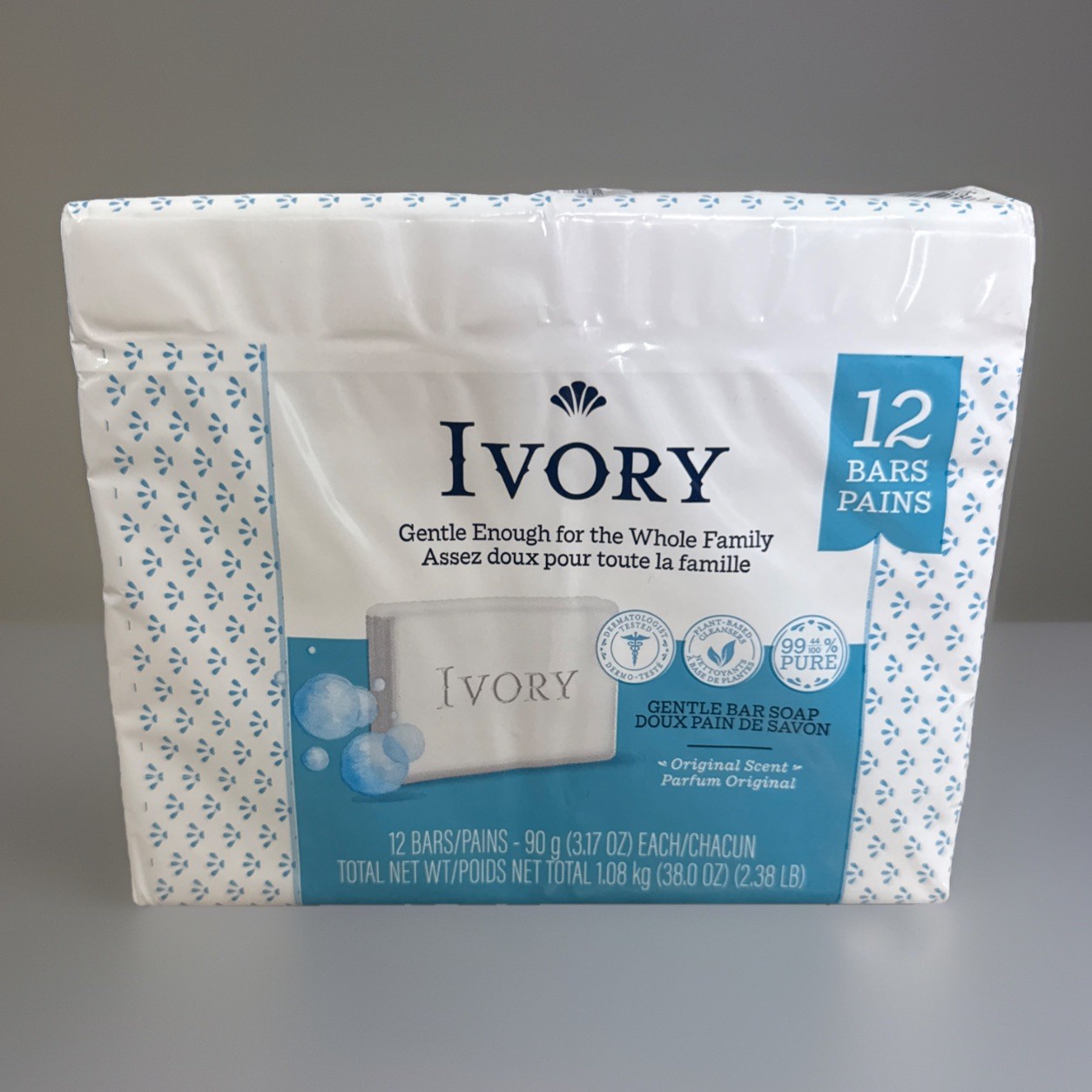 Ivory Gentle Bar Soap Original Scent 12 Bar Multipack Plant-Based 3.17 oz each