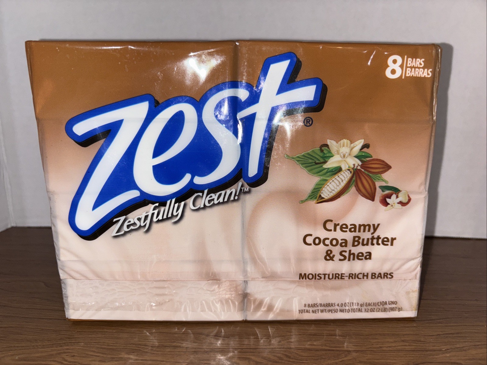 Zest Bar Soap- 8 Bars Enriched W/Cocoa Butter & Shea for Ultra Moisturizing NOS