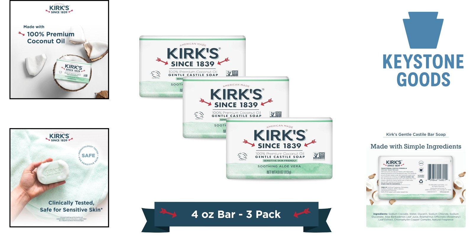 Natural Coco Castile Soap with Aloe Vera – Pack of 3, Gentle & Organic for Se…