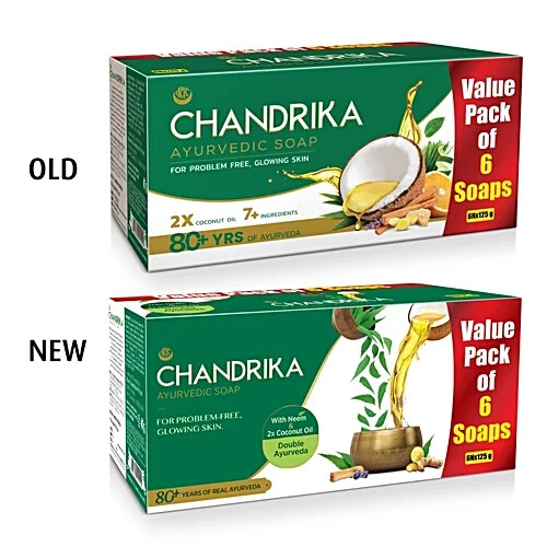 Chandrika Ayurvedic Soap 125g x6 | Herbal Handmade Skin Glow Bar | Natural