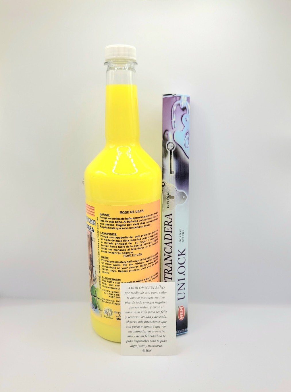 DESTRANCADERA BAÑO 32 oz/INCIENSO ORACION AMULETO E INSTRUCCIONES INCLUIDAS