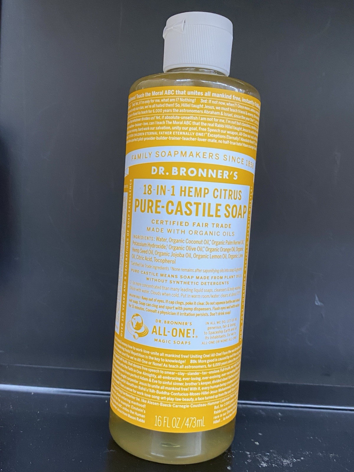 Dr Bronner’s 18-In-1 Hemp Citrus Pure-Castile Soap 16fl oz 473ml