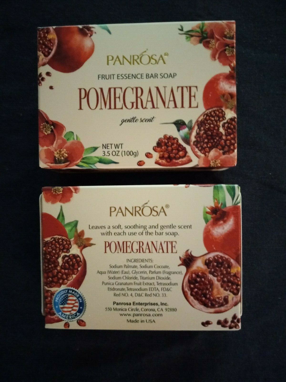 2 bars Decorative Essential oil lightly scented bar soap, 3.5oz Pomegranate USA