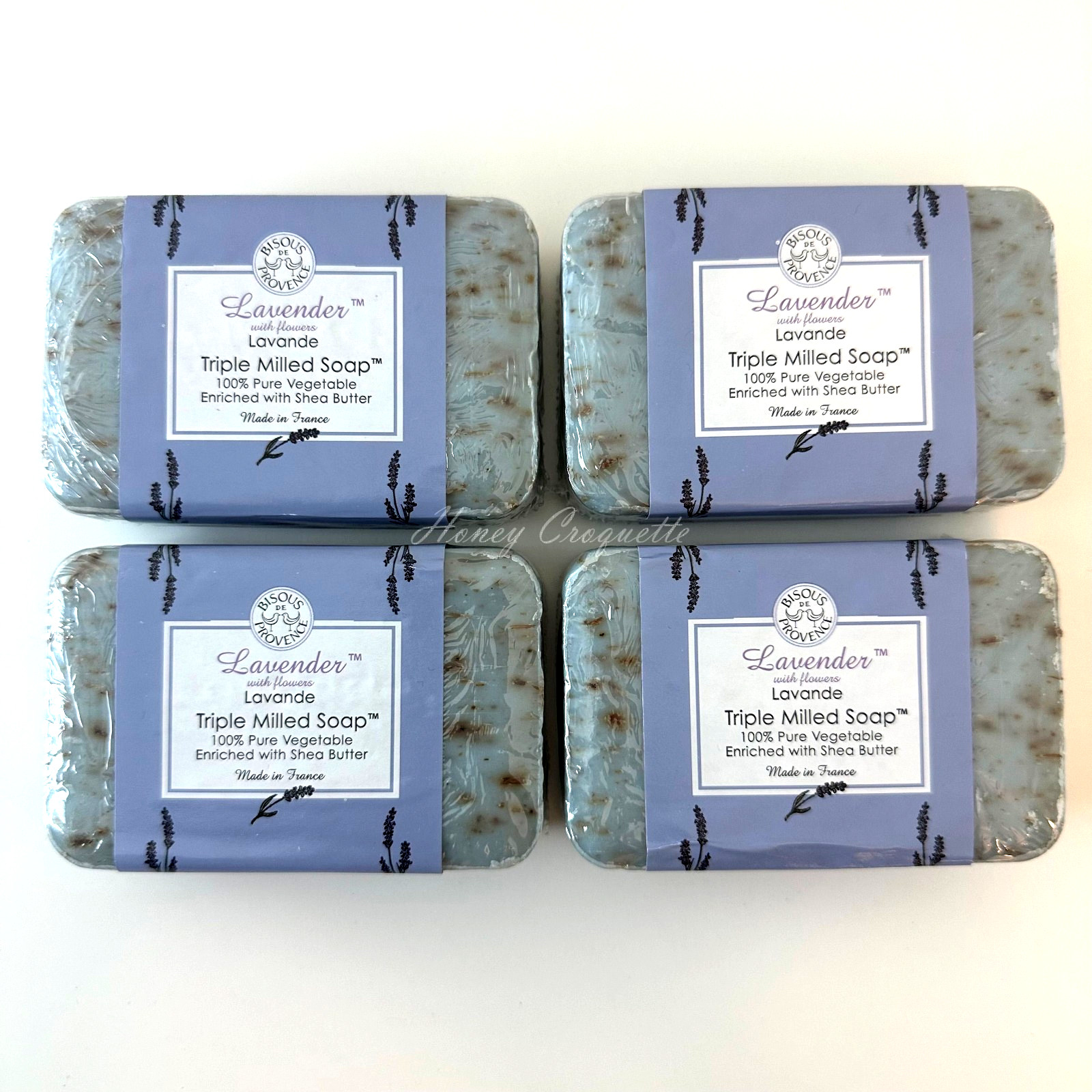 4 Bars Trader Joe’s Bisous de Provence Lavender with Flowers Triple Milled Soap