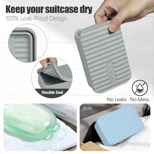 Large Leakproof Travel Soap Case for 10 oz Bar Soap, Silicone Soap Gray