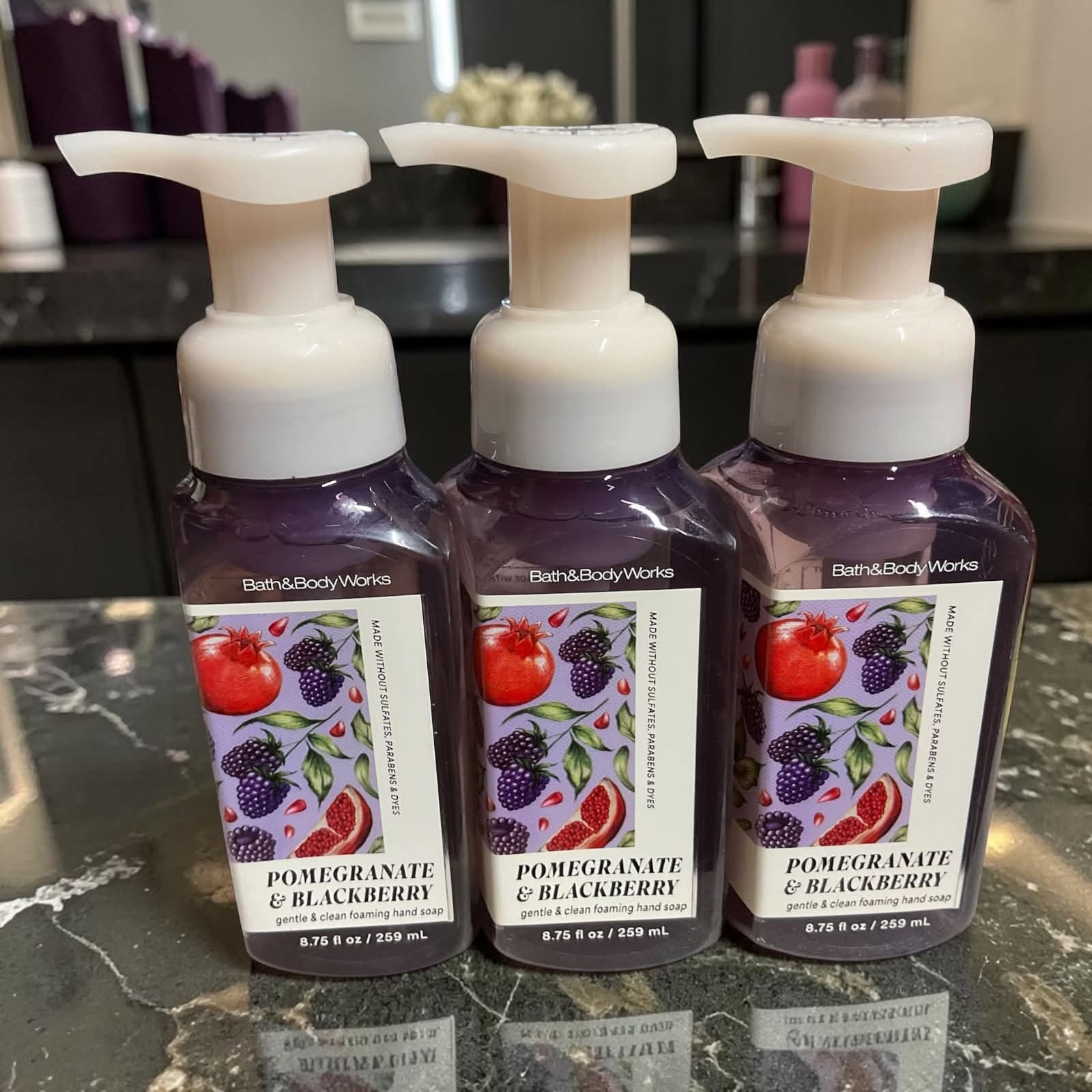 Bath & Body Works Pomegranate Blackberry Foaming Hand Soap Set of 3