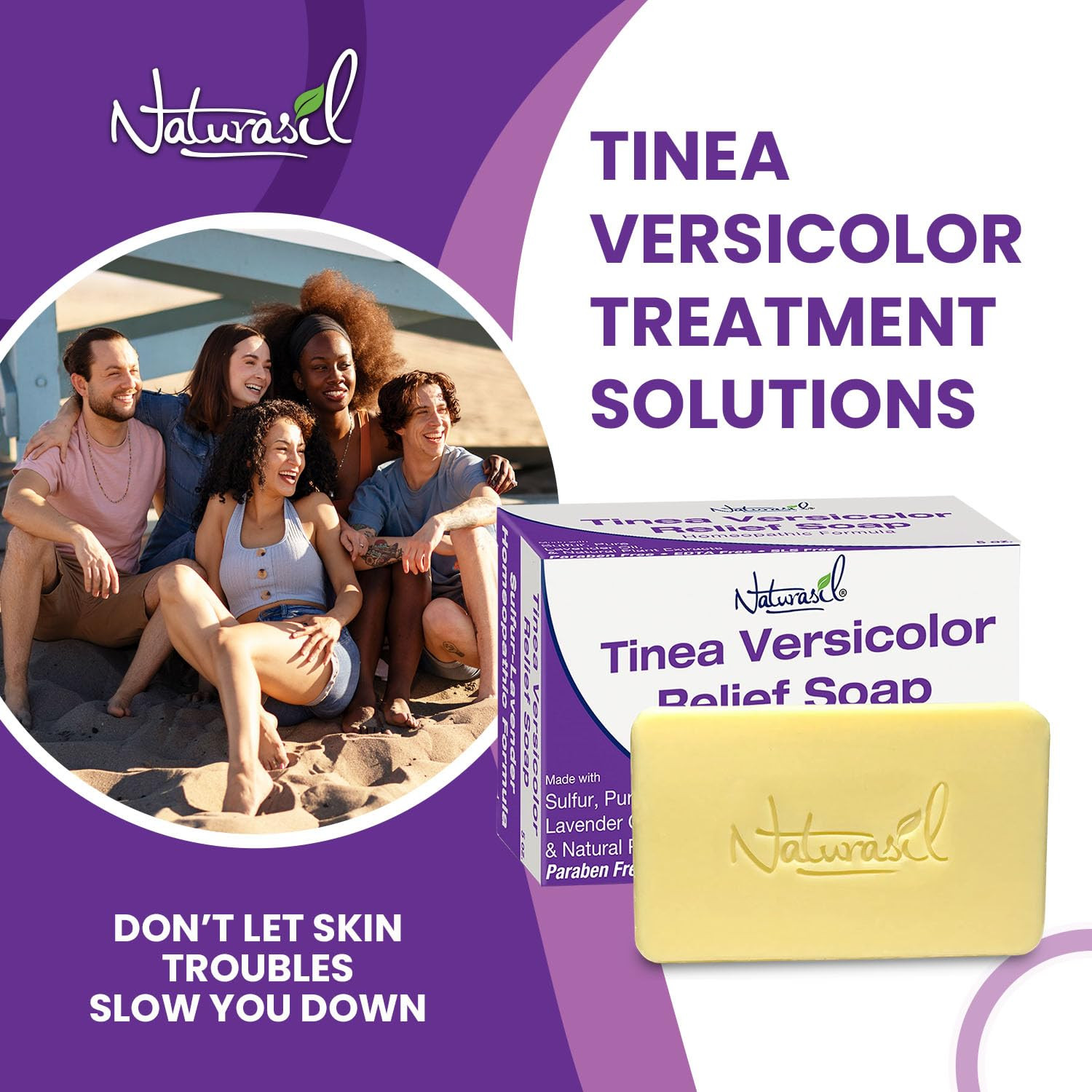 Natural Tinea Versicolor Relief Anti-Itch Sulfur Soap | Best for Tinea, Ringworm