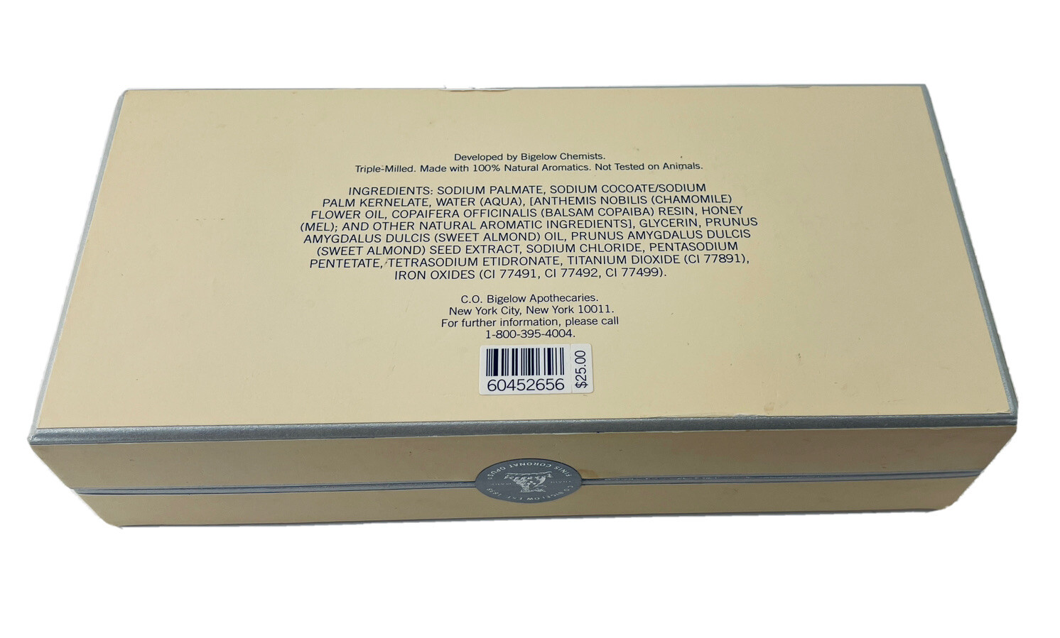 C.O. Bigelow Apothecary Almond Cream Soap Moisture Rich set of 3 Bars New Sealed