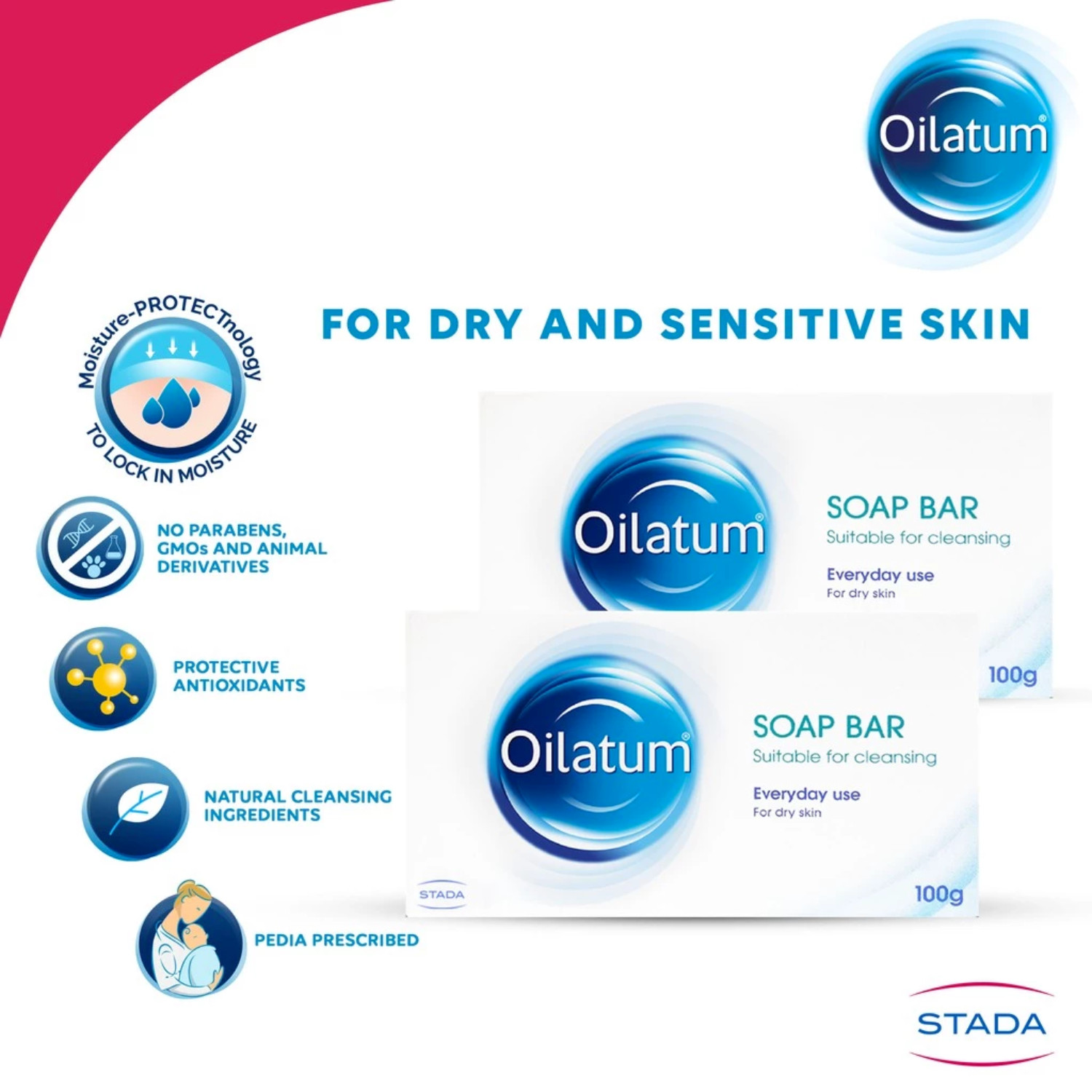 3 boxes Oilatum Soap Bar 100g for Dry Skin Gently Cleanses Moisturises Protects