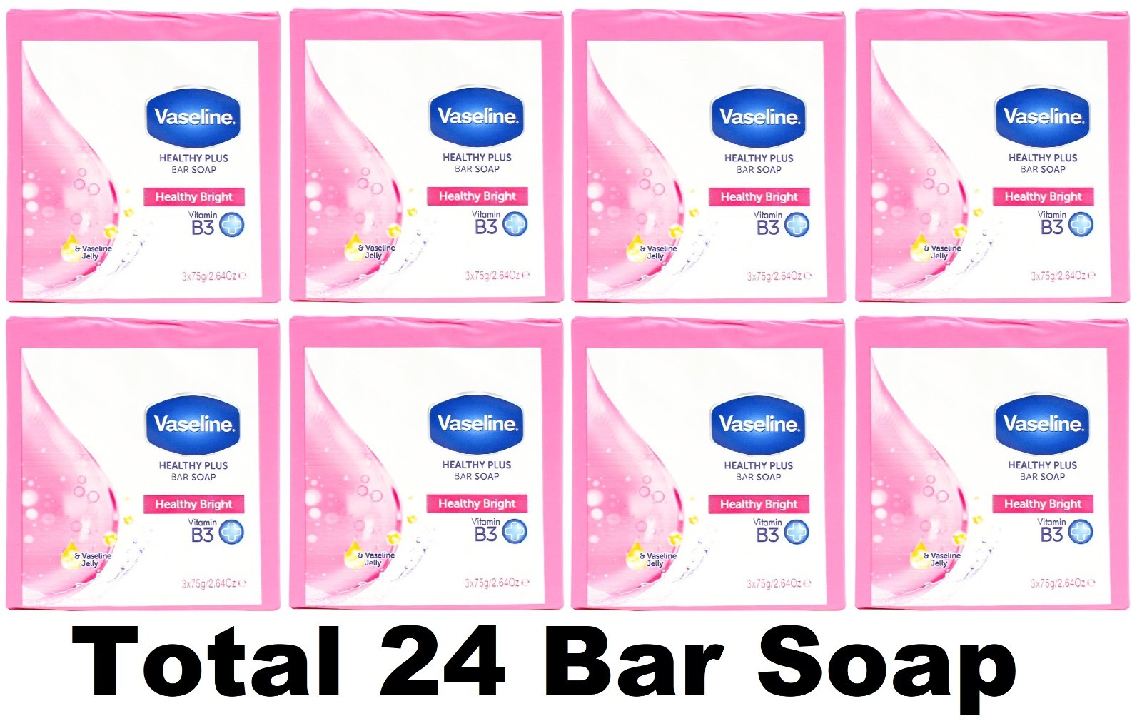 24 x VASELINE 75g HEALTHY PLUS BAR SOAP HEALTHY BRIGHT VITAMIN B BRAND NEW