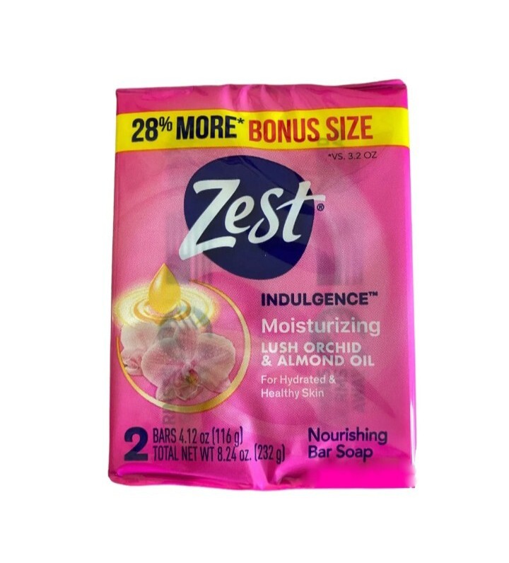NEW! ZEST (2-BARS) 4.12 Oz Bar ●INDULGENCE● Moisturizing Lush Orchid/Almond Oil.