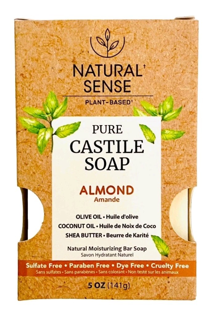 3 Bars Natural Sense Pure Castile Soap Almond 5 oz Each Natural Moisturizing
