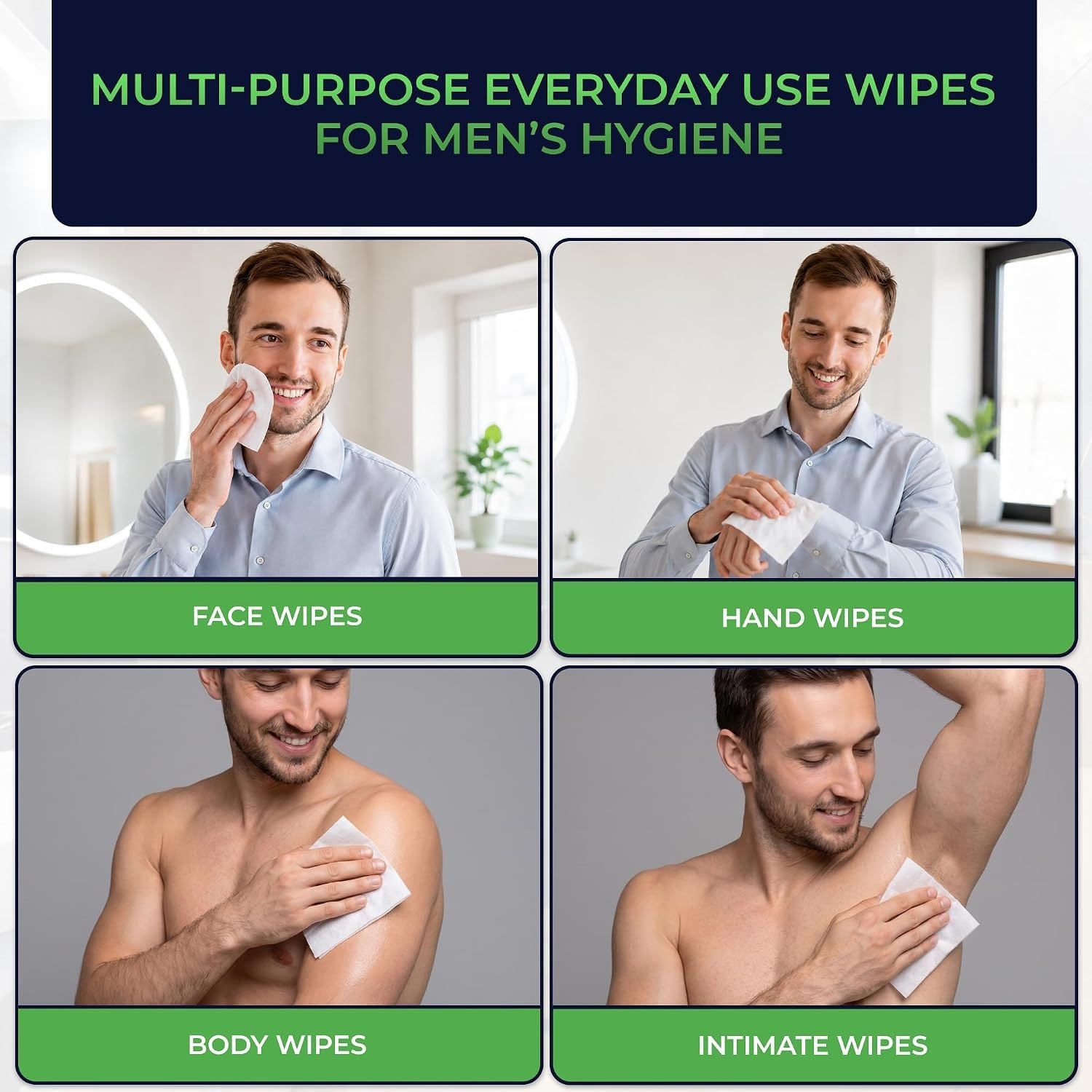 Mint Scented Flushable Wipes for Men Aloe Vera Vitamin E 1200 Count