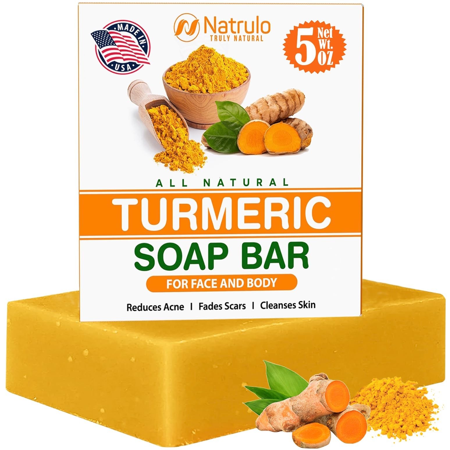 Natural Turmeric Soap Bar for Face & Body – Turmeric Skin Brightening Soap