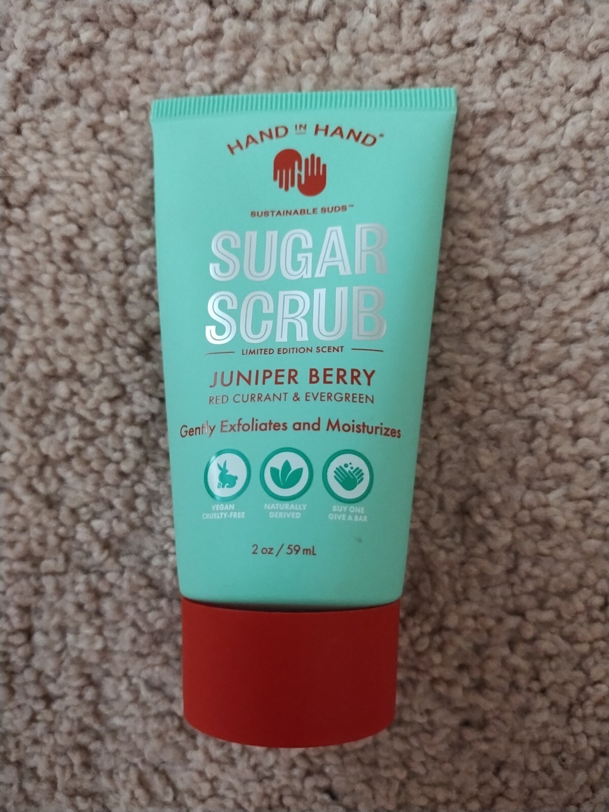 Hand In Hand Sugar Scrub Juniper Berry Limited Edition Vegan Fair Trade 2 Oz New