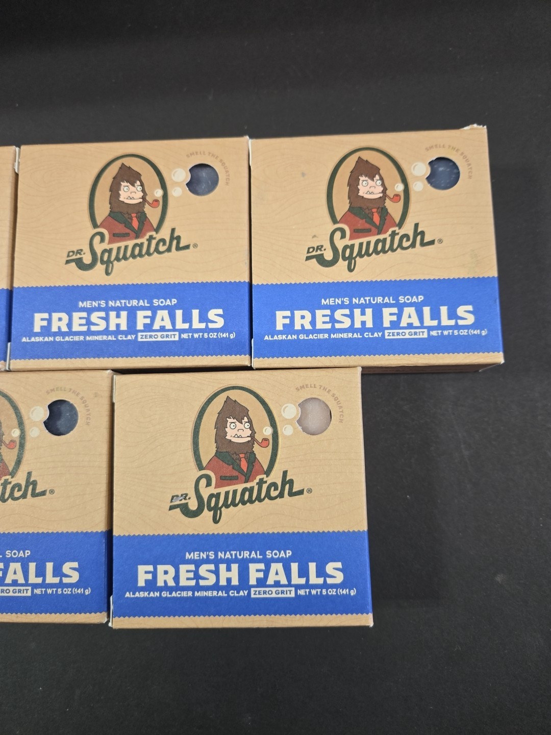 ( LOT OF 5) Dr. Squatch MEN’S NATURAL Bar Soap FRESH FALLS Scent 5 oz Each Bar